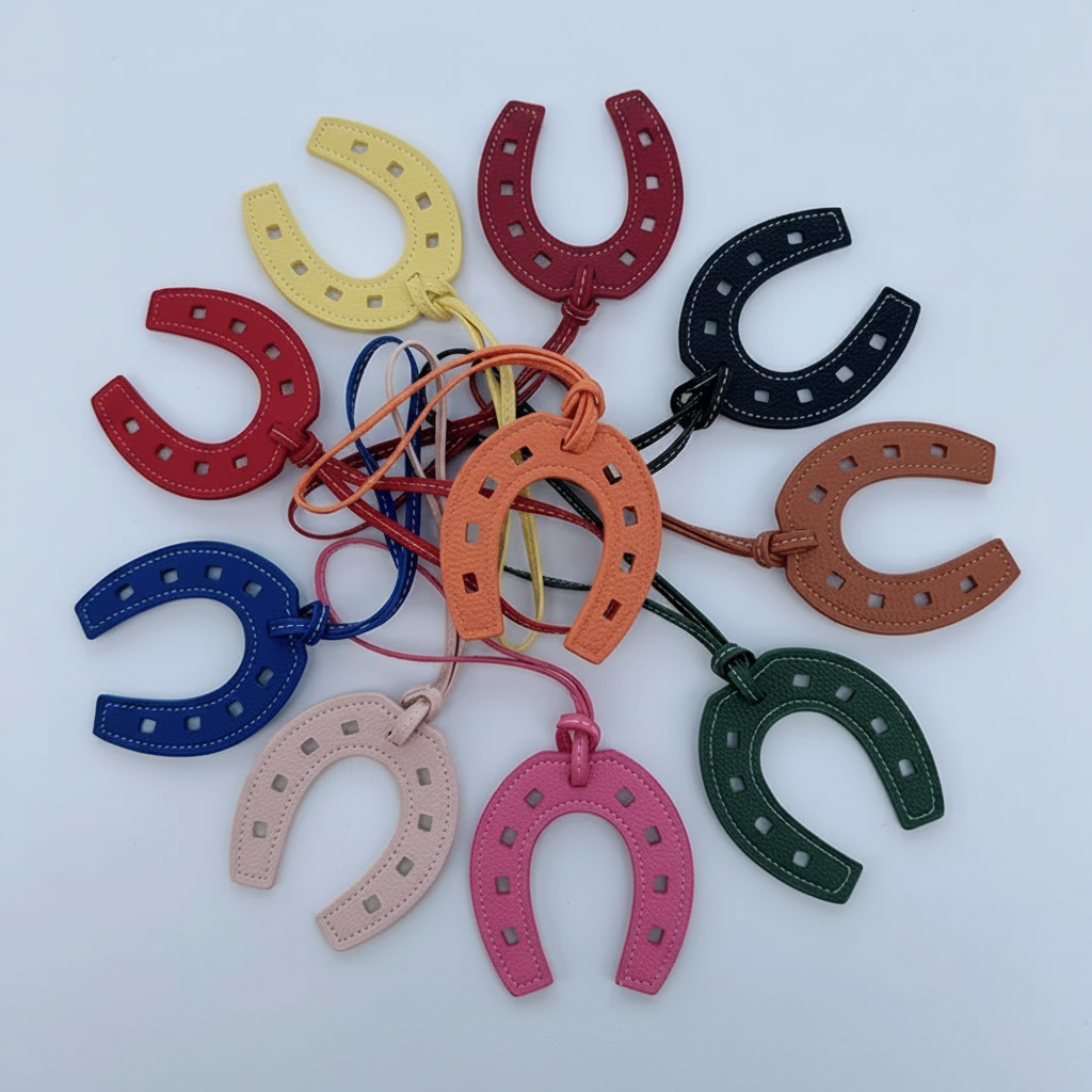 faux leather horseshoe purse charm
